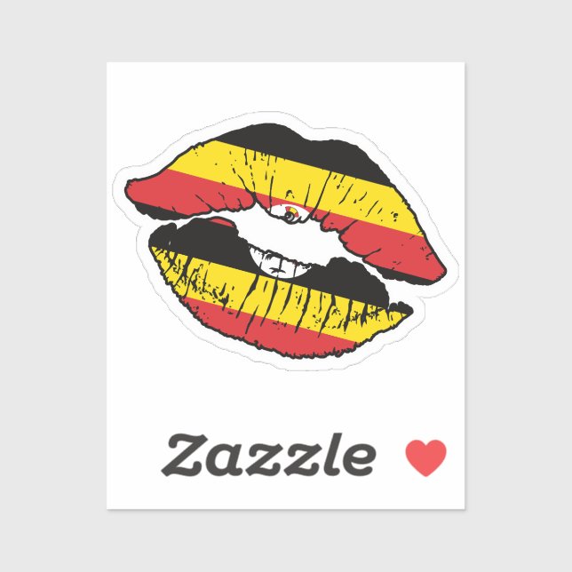 Sticker Ouganda Drapeau d'amour du bâton de lèvres ouganda (Feuille)