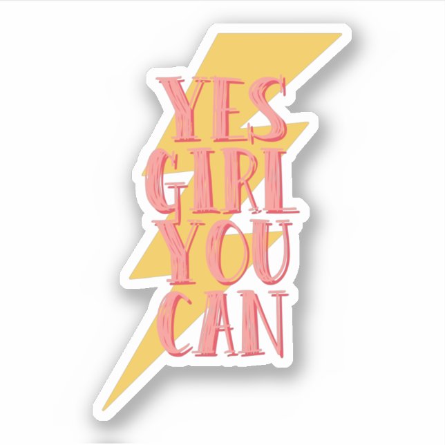 Sticker oui fille vous pouvez, bouteille d'eau de bureau f (Devant)