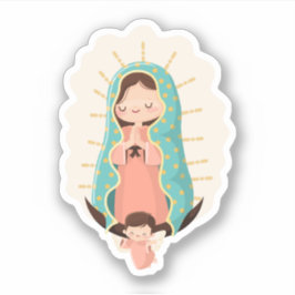 Sticker Our Lady of Guadalupe with angel Kawaii Style