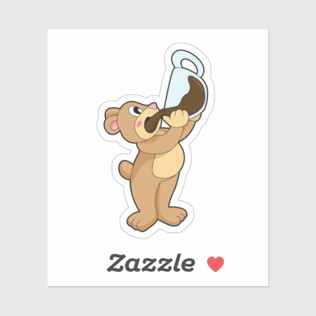 Sticker Ours avec café Coupe (Feuille)