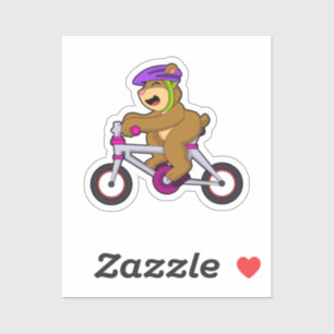 Sticker Ours avec vélo et casque