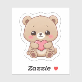 Sticker Ours Chibi Adorable avec Cœur