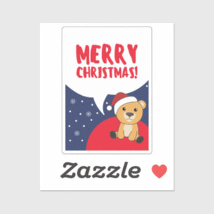 Sticker Ours colorés Joyeux Noël Animaux d'hiver Ours