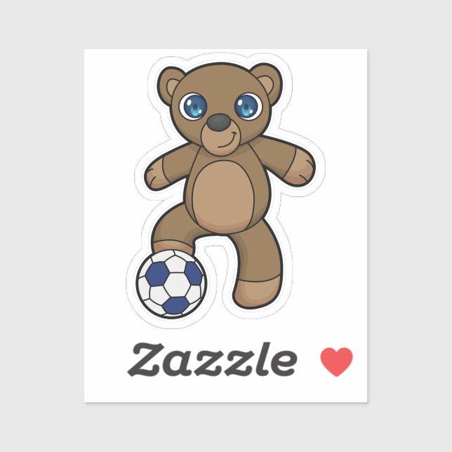 Sticker Ours comme joueur de football avec balle de footba (Feuille)