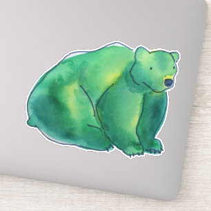 Sticker Ours d'aquarelle vert mou