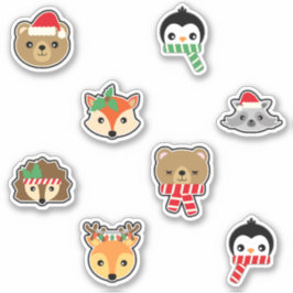 Sticker Ours de Noël Pingouins Fox Racoon Lion Deer