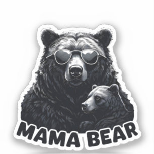 Sticker Ours maman avec verre foncé