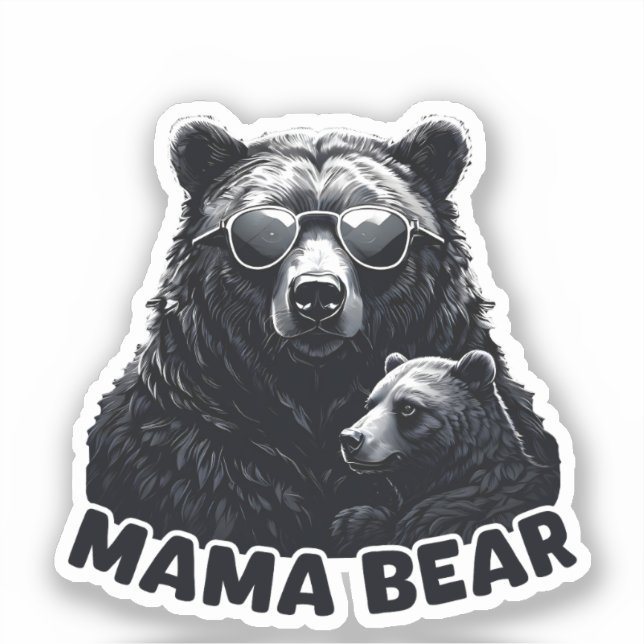 Sticker Ours maman avec verre foncé (Recto)