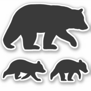 Sticker Ours Noir avec Cubes Silhouettes Ensemble d'autoco
