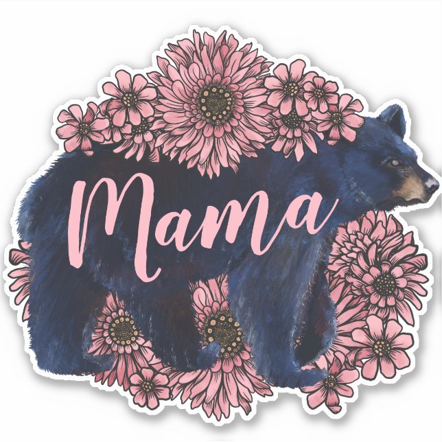 Sticker Ours Noir Sauvage Mama (Devant)