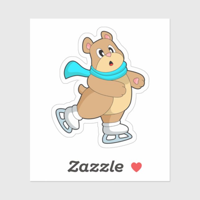 Sticker Ours Patinage sur glace Patins sur glace (Feuille)