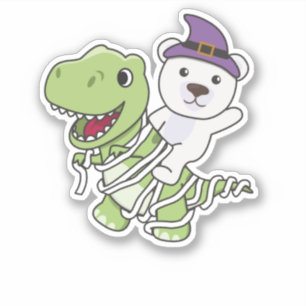Sticker Ours polaire Joyeux costume de maman T-rex Hallowe