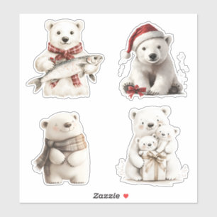 Sticker Ours polaires de Noël