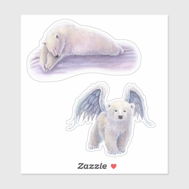 Sticker Ours polaires Mystique Ange de l'art Fantasy (Feuille)
