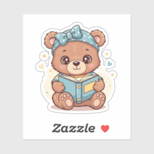 Sticker Ourson lisant un livre
