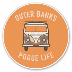 Sticker Outer Banks Van Pogue Life OBX Vintage (Orange)