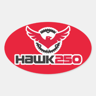 Sticker Oval Arrière - plan rouge Hawk 250
