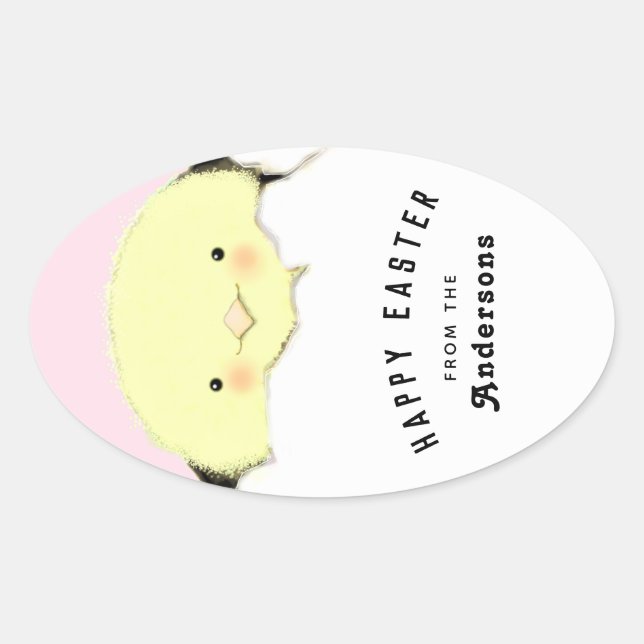 Sticker Oval de Pâques personnalisé (Devant)