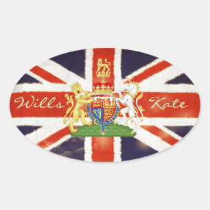 Sticker Oval Wills et Kate Mariage Royal
