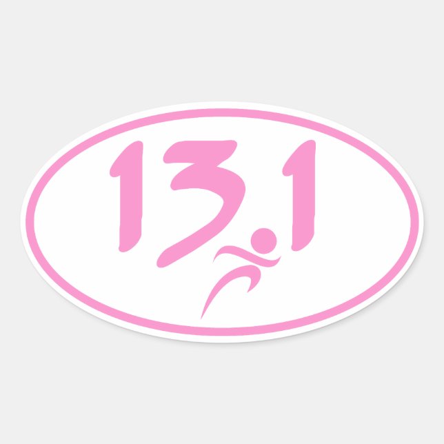 Sticker Ovale 13,1 demi-marathon rose (Devant)
