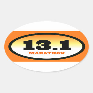 Sticker Ovale 13,1 ovale noir et orange de demi de marathon