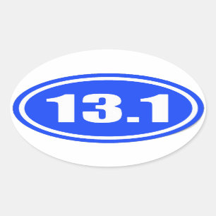 Sticker Ovale 13,1 Texte blanc d'autocollant sur l'arrière -