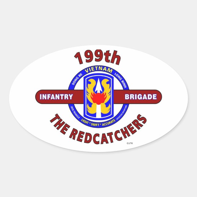 STICKER OVALE 199E BRIGADE D'INFANTERIE "LES REDCATCHERS"VIETNAM (Devant)