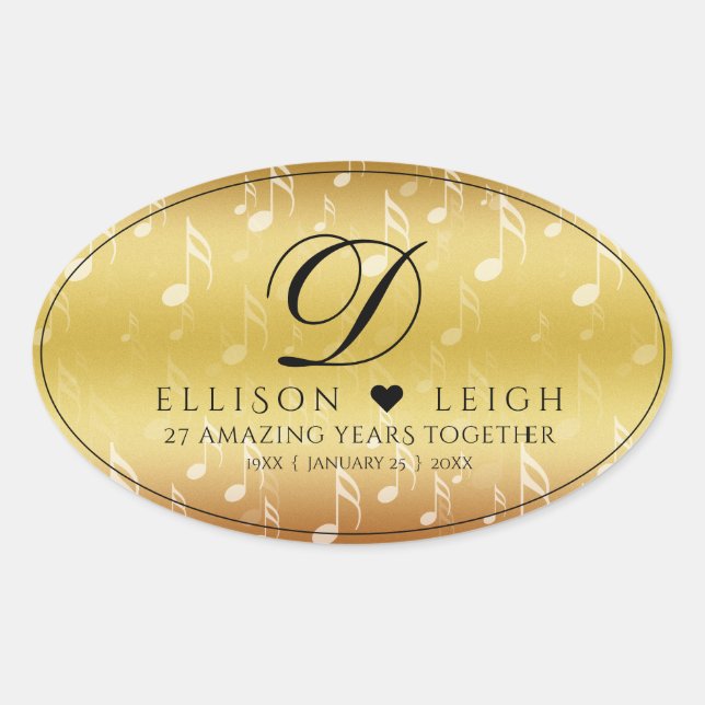 Sticker Ovale 27e anniversaire du Mariage de musique (Devant)