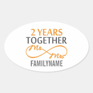 Sticker Ovale 2e anniversaire M. & Mme Infinity Personnalisée