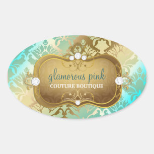 Sticker Ovale 311 Glamour Golden Ocean Damask
