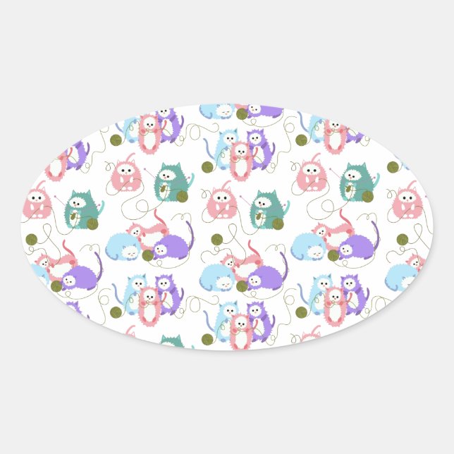 Sticker Ovale 3 Tricot Little Kittens ! (Devant)
