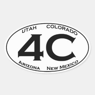 Sticker Ovale 4C - Logo d'ovale des quatre Etats-Unis de coins