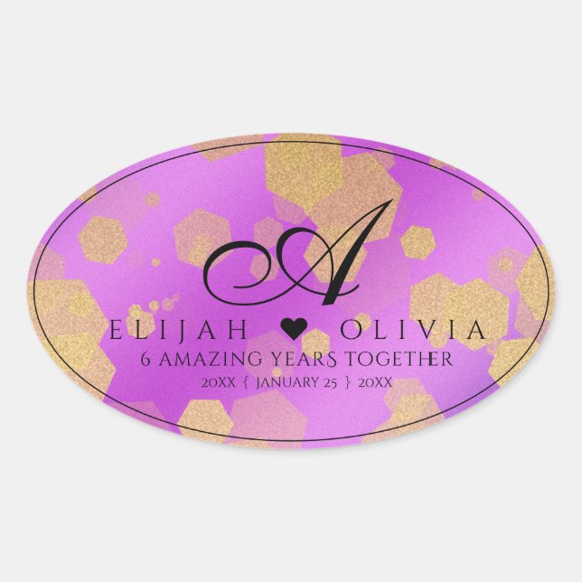 Sticker Ovale 6e 33e 47e 48e anniversaire du Mariage Améthyste (Devant)