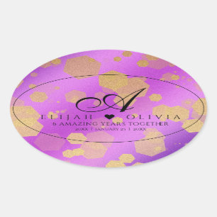 Sticker Ovale 6e 33e 47e 48e anniversaire du Mariage Améthyste