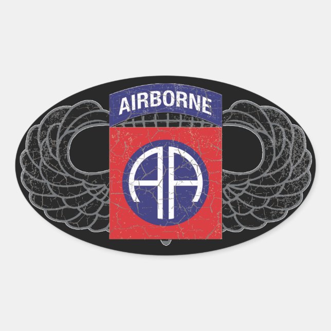 Sticker Ovale 82e division aéroportée "All American" - RUSTIC (Devant)