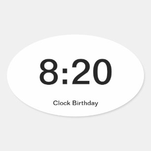 Sticker Ovale 8h20 d'autocollant d'anniversaire d'horloge