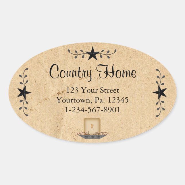 Sticker ovale à bougie de la bordure de l'étoile (Devant)