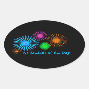 Sticker Ovale A+ Étudiant du jour !