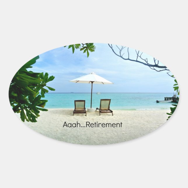 Sticker Ovale Aaah retirement.relaxation at the beach (Devant)