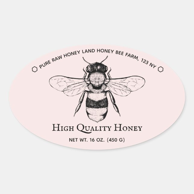 Sticker Ovale Abeigneurs de Jar Boho de miel rose (Devant)