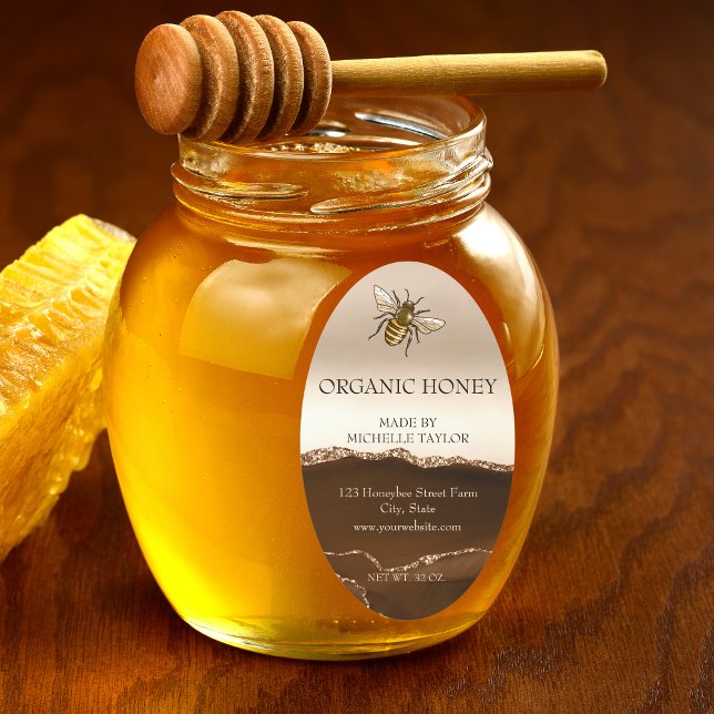 Sticker Ovale Abeille Apiariste Ferme d'abeilles Honeycomb (Créateur téléchargé)