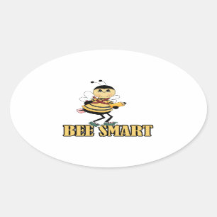 Sticker Ovale abeilles malin bee avec crayon