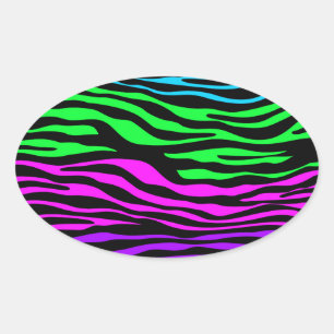 Sticker Ovale abstraites bandes de zèbre colorées