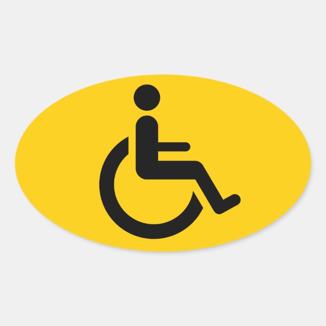 Sticker Ovale Accès en fauteuil roulant - Symbole du fauteuil de (Devant)