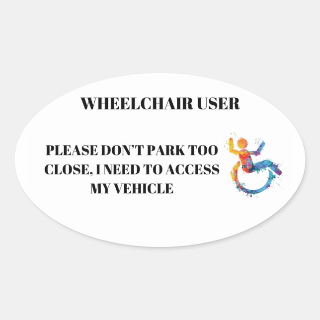 Sticker Ovale Accès utilisateur en fauteuil roulant (Devant)