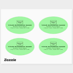 Sticker Ovale Adresse professionnelle de l'autocollant vert clai