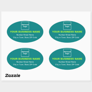Sticker Ovale Adresse professionnelle de l'autocollant vert Turq