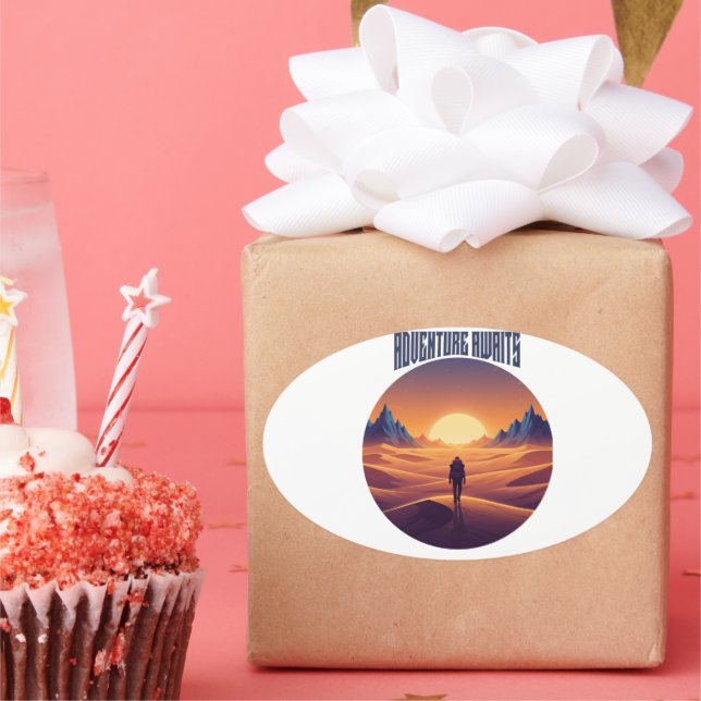 Sticker Ovale Adventure Desert Tee — Chasing Dunes & Desert Sky (Fête)