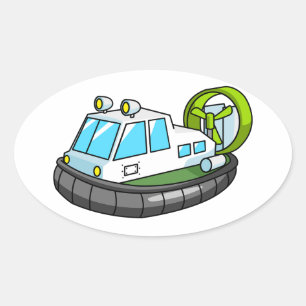 Sticker Ovale Aéroglisseur blanc, vert, et noir de bande