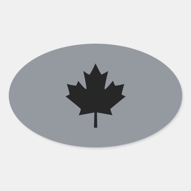 Sticker Ovale Affichage de Canadian Black Maple Leaf (Devant)